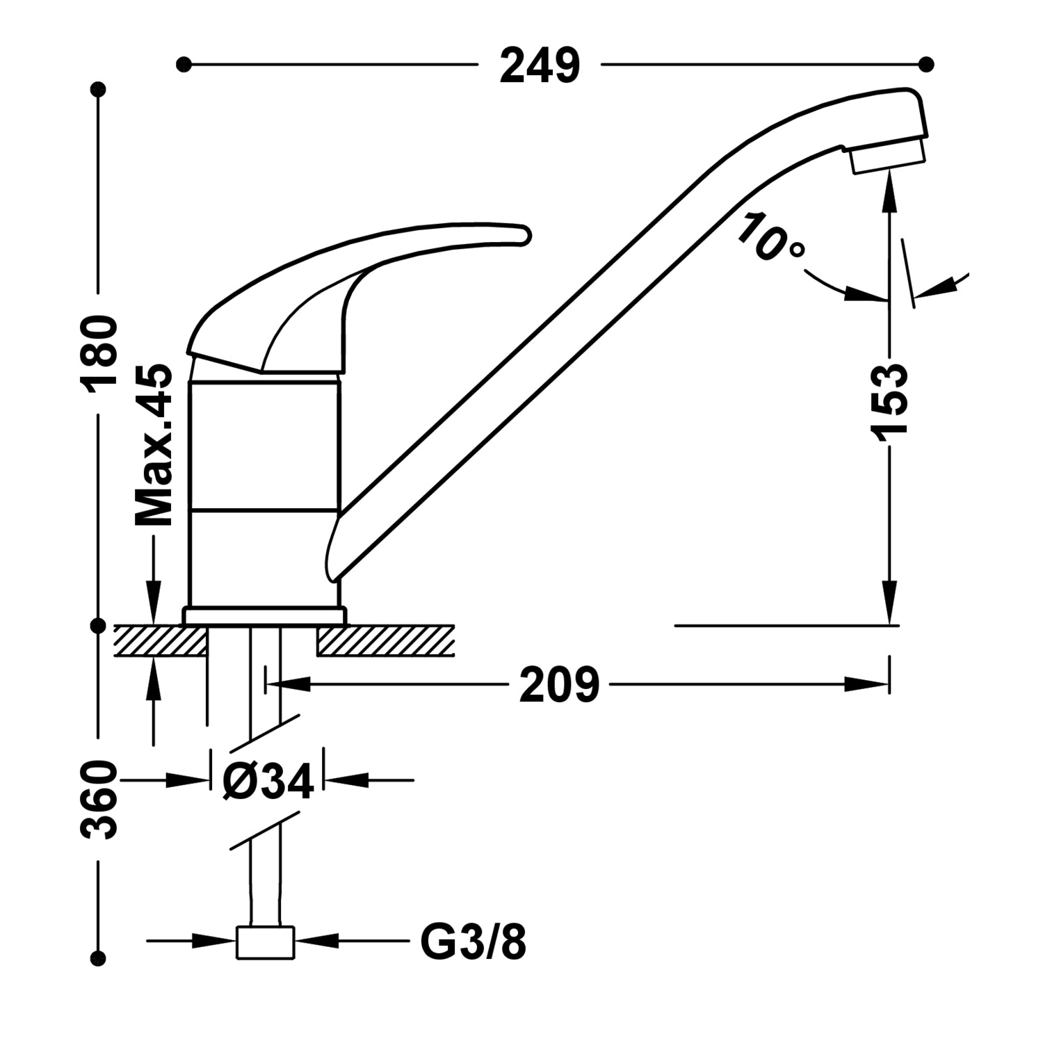 КУХОННЫЙ смеситель с одной ручкой для кухни-172333 TRES Kitchen - Вид №1
