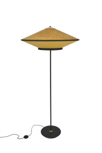 Торшер с бархатным и льняным абажуром