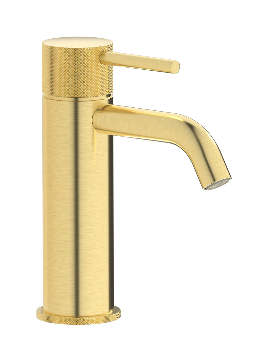 Смеситель для раковины на 1 отверстие в комплекте с донным клапаном. WE ARE IB id200is Brushed Pale Gold Industria