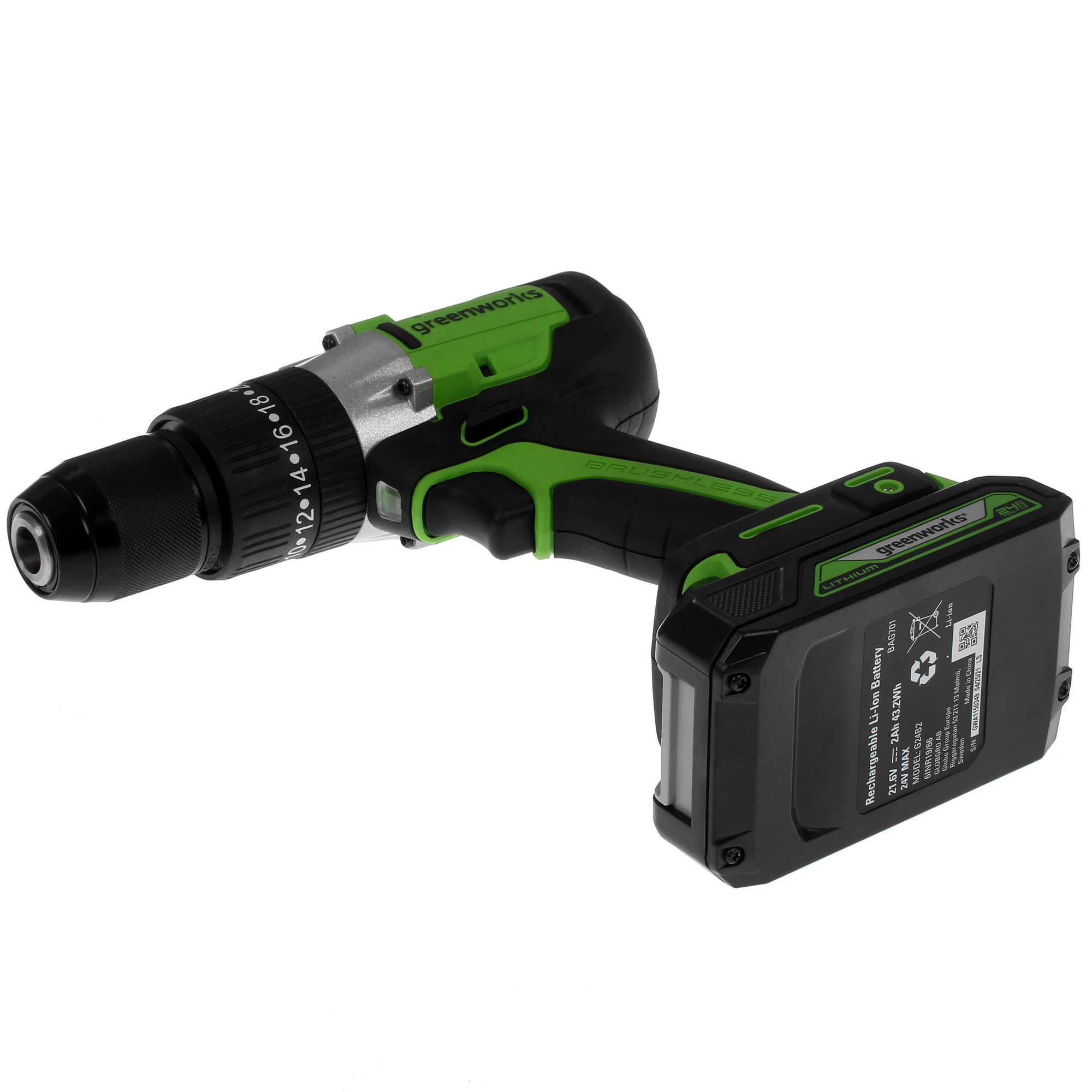 Дрель-шуруповерт GreenWorks GD24DD60K2 24V 5346969 STDN-0144706 - Вид №4