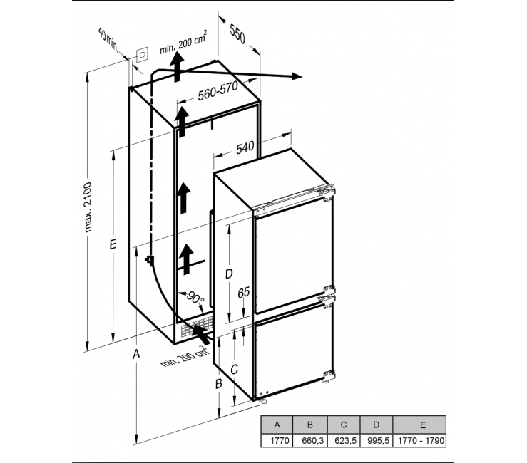 SLUS445W3M 177x54x54.5, 158/65, led, петли справа, a+, 41 дб, нижняя морозильная камера Schaub Lorenz Santreyd  - Вид №2