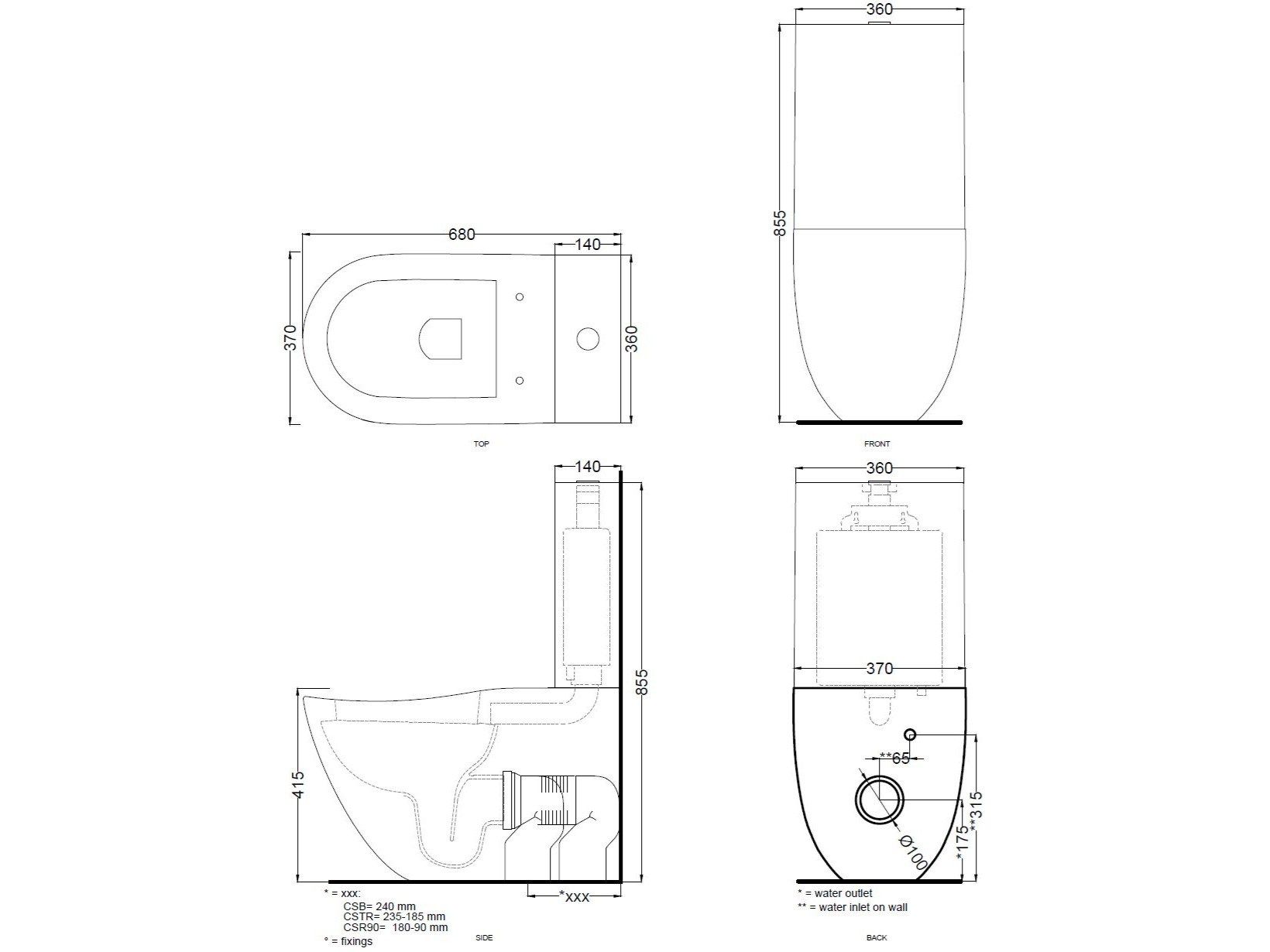 Керамический цельный туалет Ceramica Cielo Fluid ARCH-00148316 - Вид №4