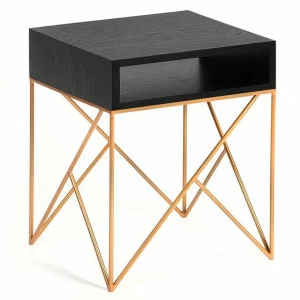Прикроватная тумбочка дизайнерская черная с золотом Prince gold INTELLIGENT DESIGN  260729 Черный
