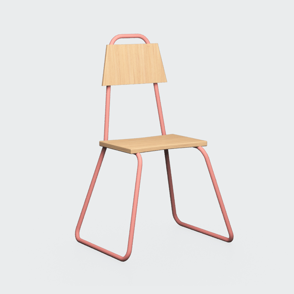 Стул с металлическими ножками и деревянным сиденьем розовый Bauhaus WOODI  00-3966296 Розовый  - Вид №2