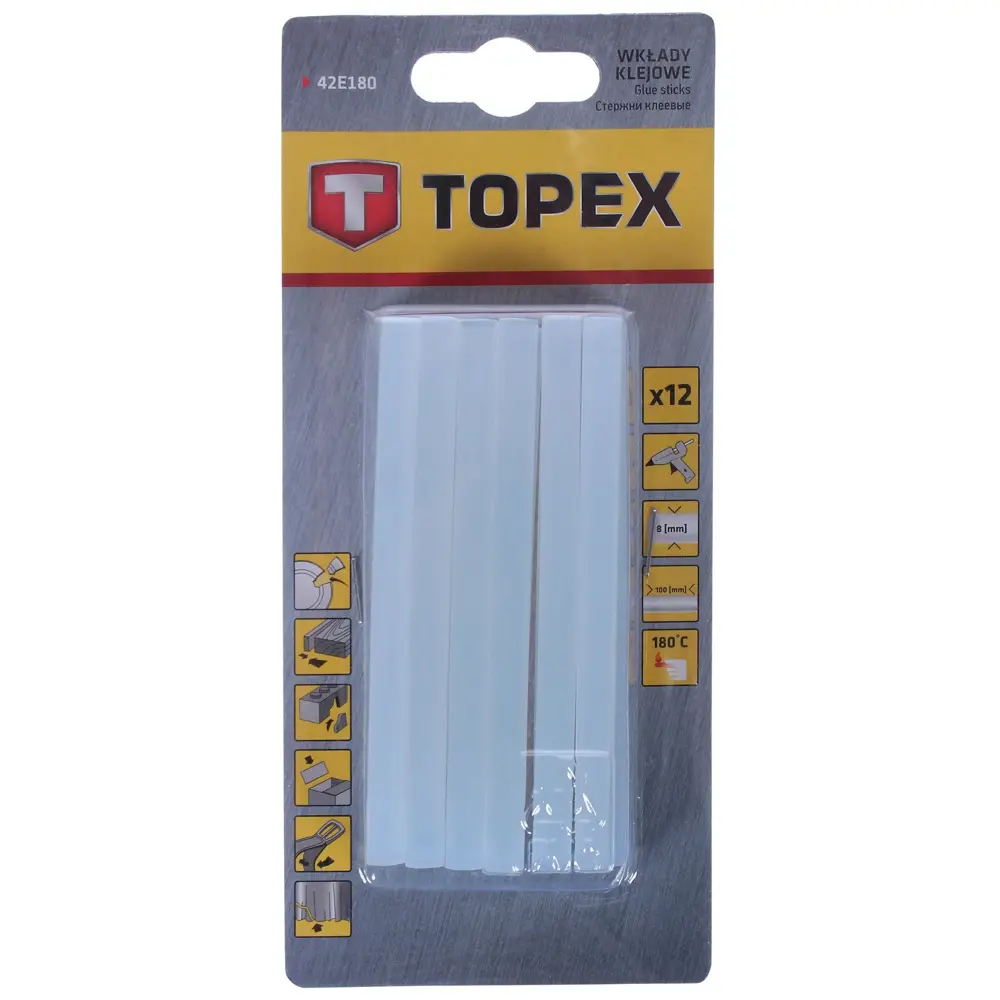 Клеевые стержни 8x100 мм  прозрачные 12  шт TOPEX STLM-2065162 - Вид №2