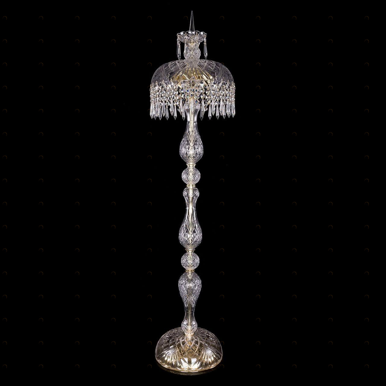 Торшер хрустальный на 6 ламп 150х35 см золотой Bohemia Ivele 5877/35-150/G/Drops BOHEMIA IVELE ЭЛИТНЫЕ 00-3889426 Золото;прозрачный 