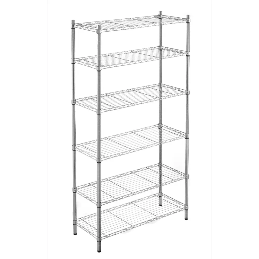 Spaceo Стеллаж металлический хром 6 полок 90×180×35 см 87901984 STLM-1098607