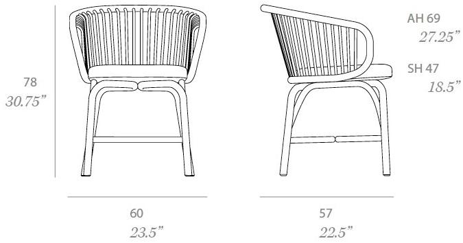 EXPORMIM Стул из ротанга со встроенной подушкой  T070 m-t070 r-t070 w  - Вид №19