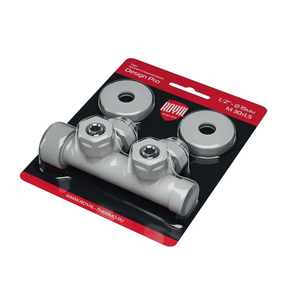 Узел нижнего подключения термостатический угловой Royal Thermo Design Pro 1/2" латунь цвет белый STLM-2065971 - Вид №6