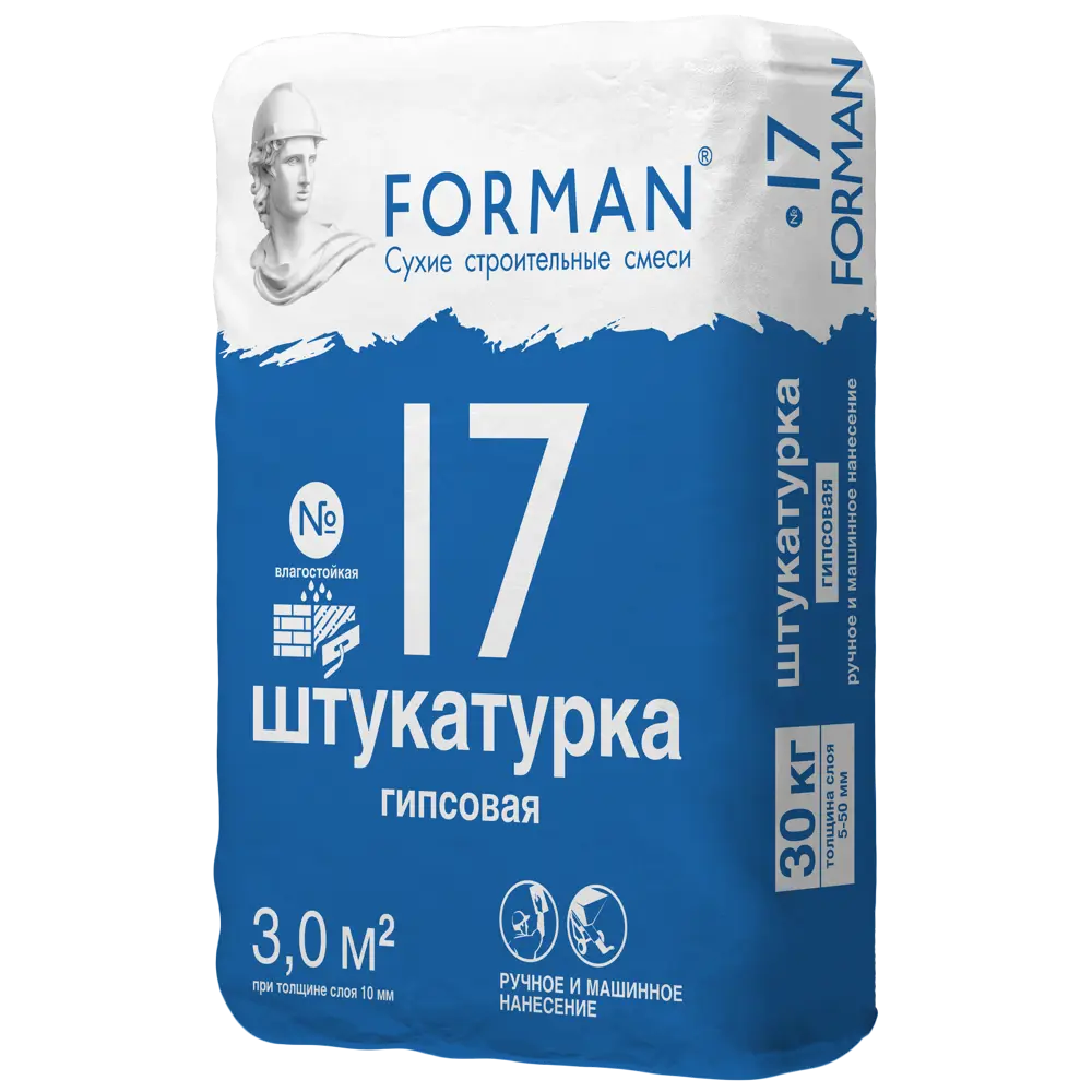 Штукатурка гипсовая Forman 17 влагостойкая, 30 кг №17 STLM-2142370