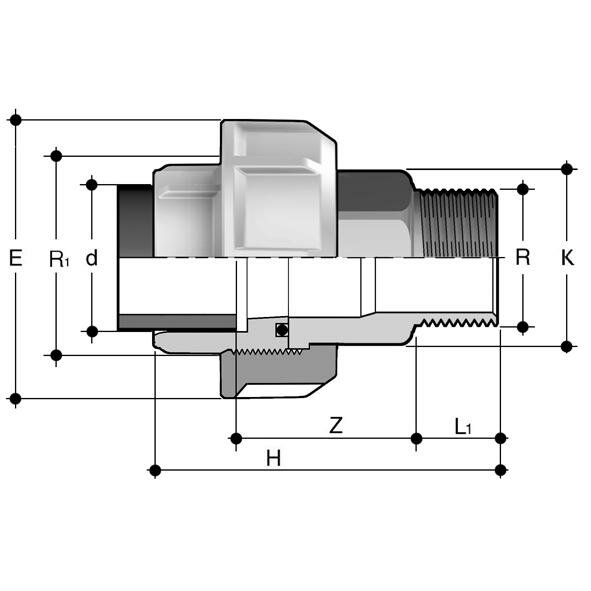 SANIT 235447001100040 Адаптер соединение, PP на латуни, наружная резьба, для Heizelemenmuffenschweißen  - Вид №1