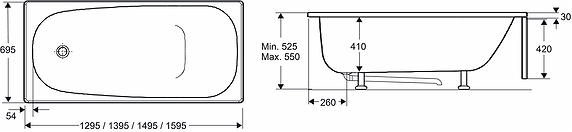 816252 Ванна IFO Caribia 1300, 1400, 1500, 1600, передняя панель IFO Caribia 1358 мм, для BK 14  - Вид №3