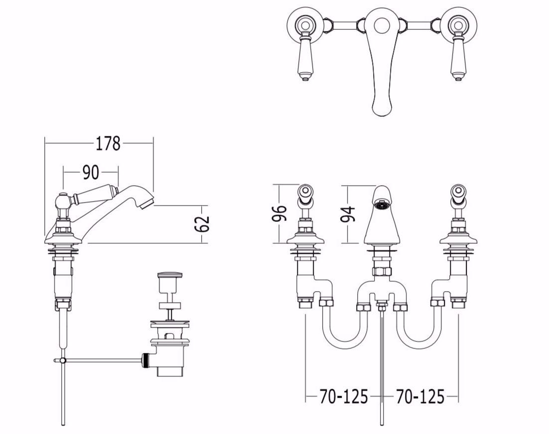 Devon&Devon Смеситель для раковины на 3 отверстия Black dandy sun-id-1370243 - Вид №1