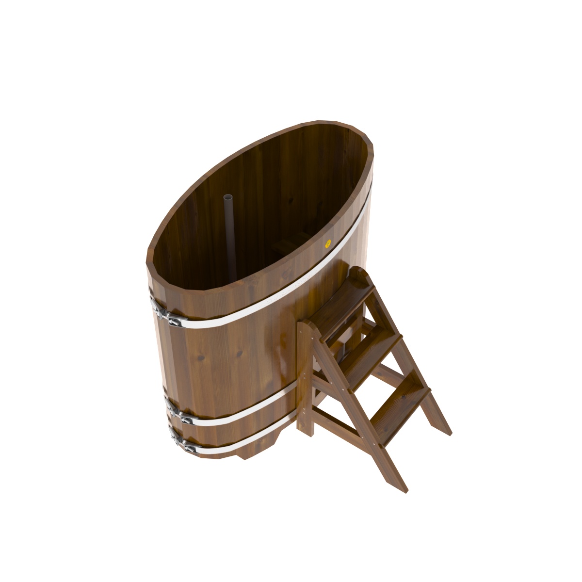 2254 Купель овальная из лиственницы Рустик 0,69х1,31х1,2 морёная Alyarus  - Вид №2