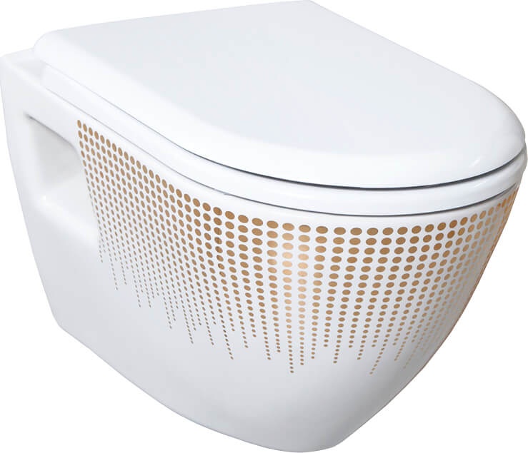 TP325-00CB00E-NA00 DEKOR ЗОЛОТО КРУГИ Унитаз подвесной с биде Creavit 