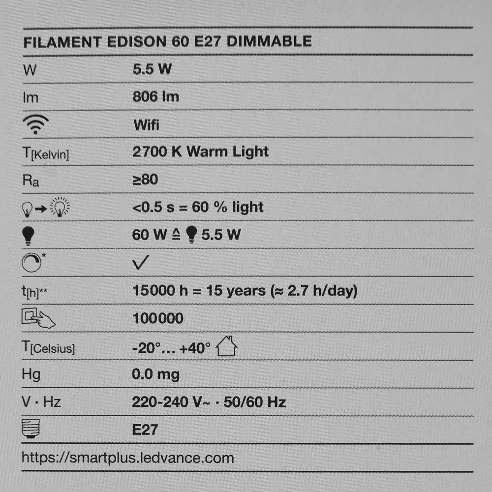 Лампа умная светодиодная Osram Smart Plus E27 220-240 В 5.5 Вт эдисон прозрачная 806 лм, теплый белый свет 89143914 STLM-2004503 LEDVANCE  - Вид №4