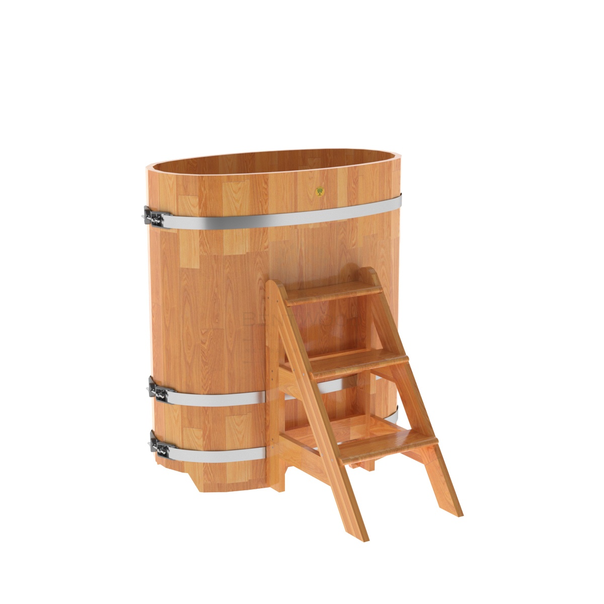 1489 Купель овальная из сращенных ламелей лиственницы 0,59х1,06х1,2 натуральная Alyarus 