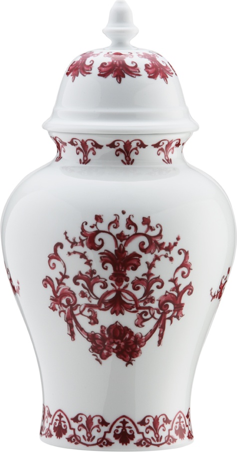 10596255 Richard Ginori Ваза 31см с крышкой "Вавилон" (карминово-красная) Фарфор 