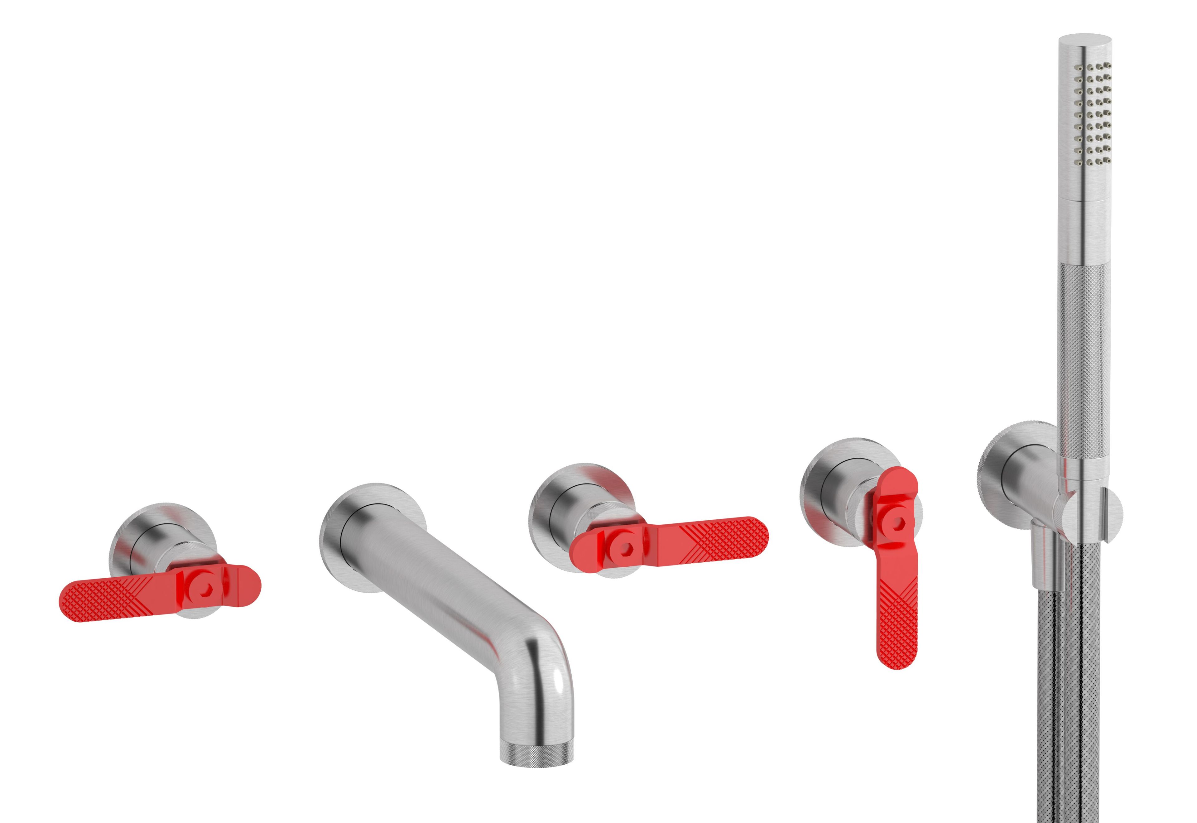 Настенный смеситель для ванны с 5 отверстиями и ручным душем IB Bold ARCH-00142517 - Вид №21