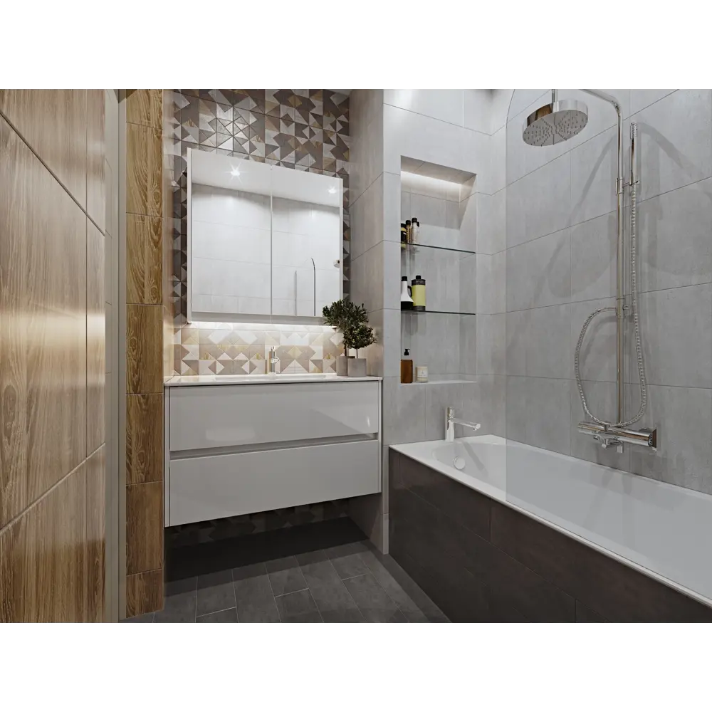 Керамогранит Loft 15х60 см 1.36 м² цвет серый BELANI STLM-2171562 - Вид №5