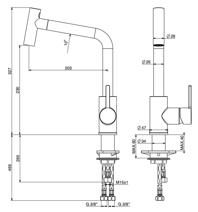 Однорычажный кухонный смеситель с поворотным изливом GATTONI Modern ARCH-00063690 - Вид №2