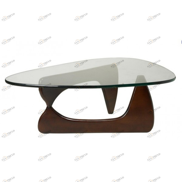 Журнальный столик стеклянный с основанием американский орех 125 см Isamu Noguchi TASHOTI  119293 Орех;коричневый;прозрачный 