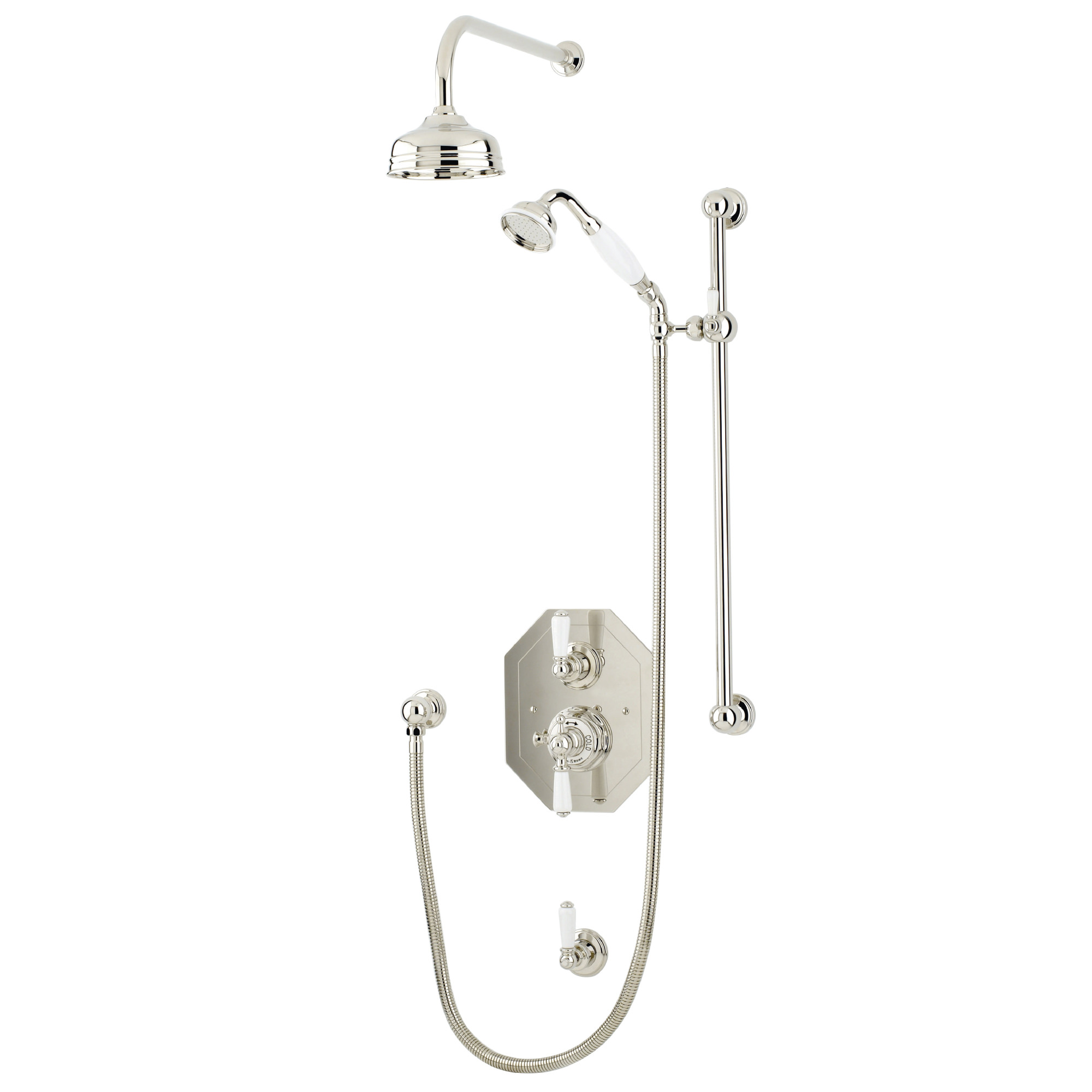 Traditional bathrooms Смеситель для душа с термостатом, фарфоровый рычаг РЫЧАГ Pr5555/bn  - Вид №4