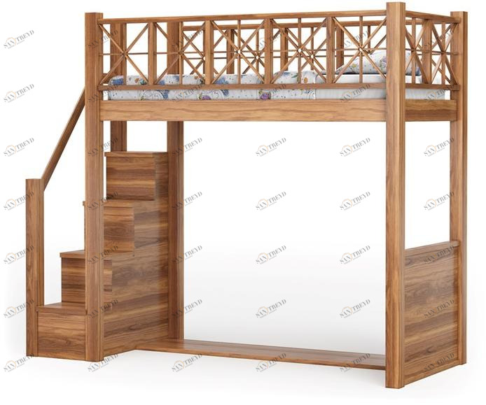 DWFI Односпальная кровать-чердак из шпона дерева  00002435 