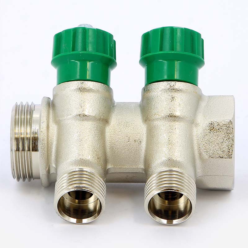 Коллектор НВ 1" с вентилями никелированный TIEMME 2 выхода 1/2"Н 36мм 1840007