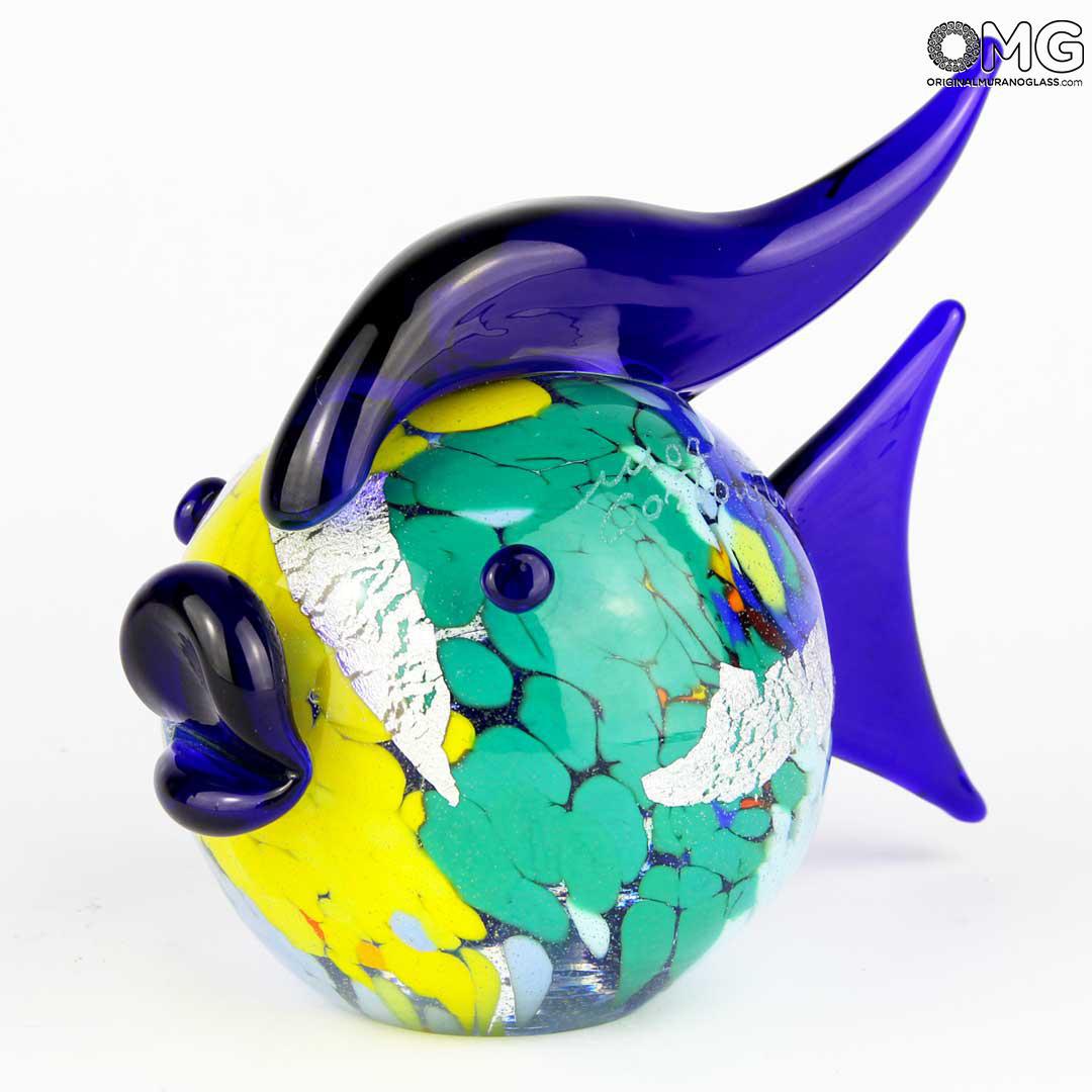 3248 ORIGINALMURANOGLASS Фигурка рыбки - серебро - Original Murano Glass OMG 15 см  - Вид №1