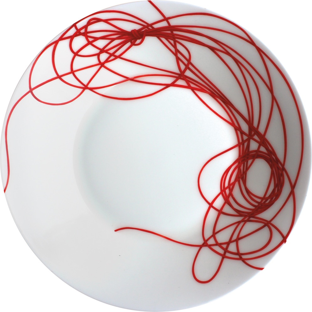 10640784 Taitu Тарелка суповая Taitu "Красная нить" 21,5см Фарфор костяной 
