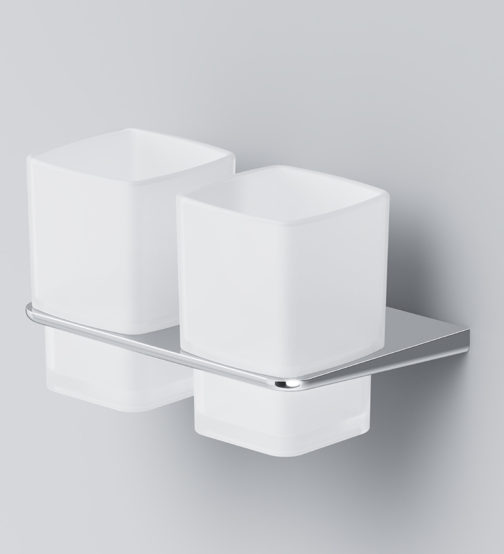 A50A343400 Двойной стеклянный стакан с настенным держателем хром шт AM.PM Inspire 2.0  - Вид №2