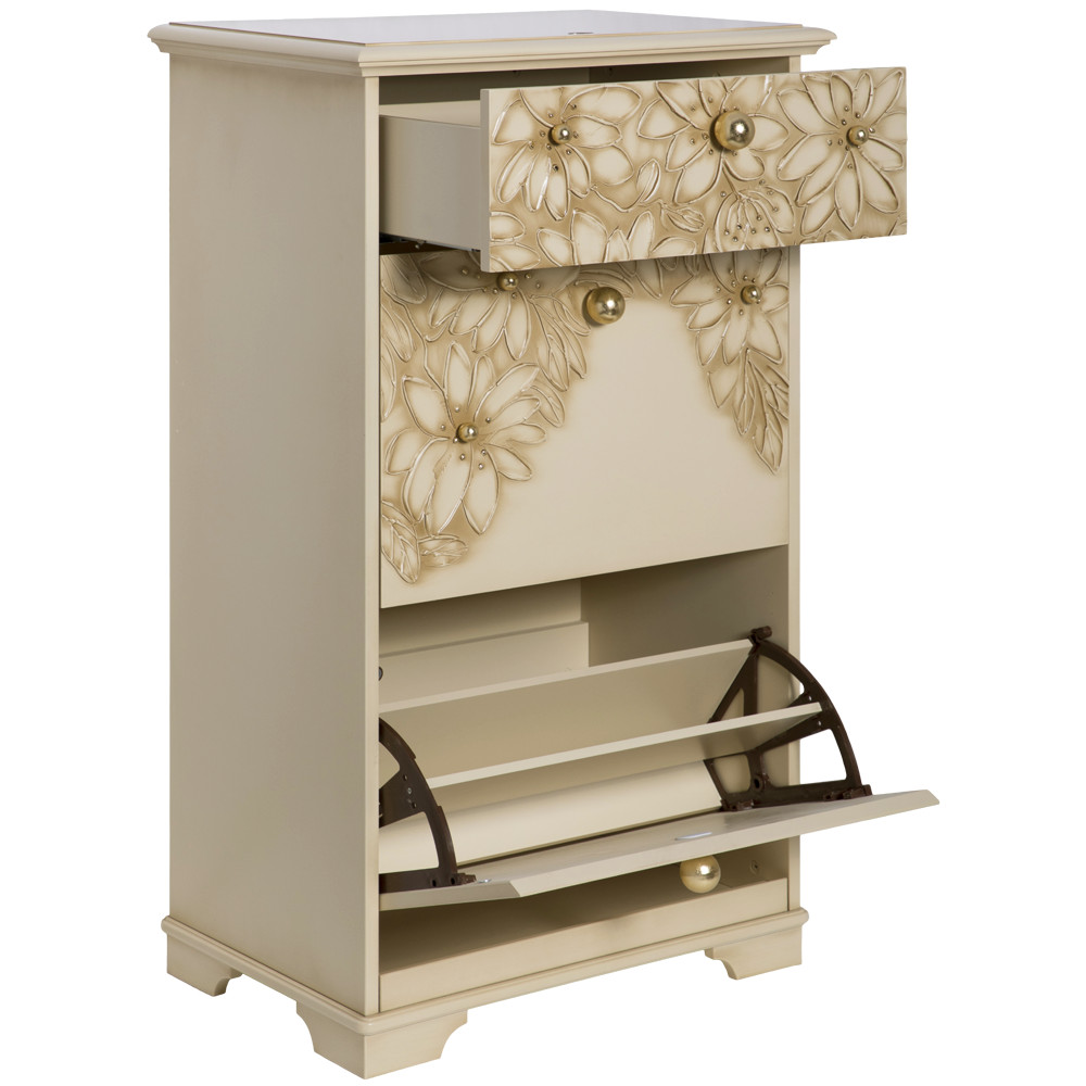 11620 Тумба для обуви Терра-3 (с 3-мя ящиками) Айвори Мраморное золото BOGACHO 4627196590366 - Вид №6