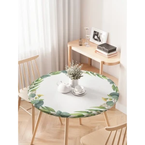 90787204 Скатерть на стол Joyarty "Цветочный круг" круглая на резинке, 120x120 см, цвет белый STLM-0837926