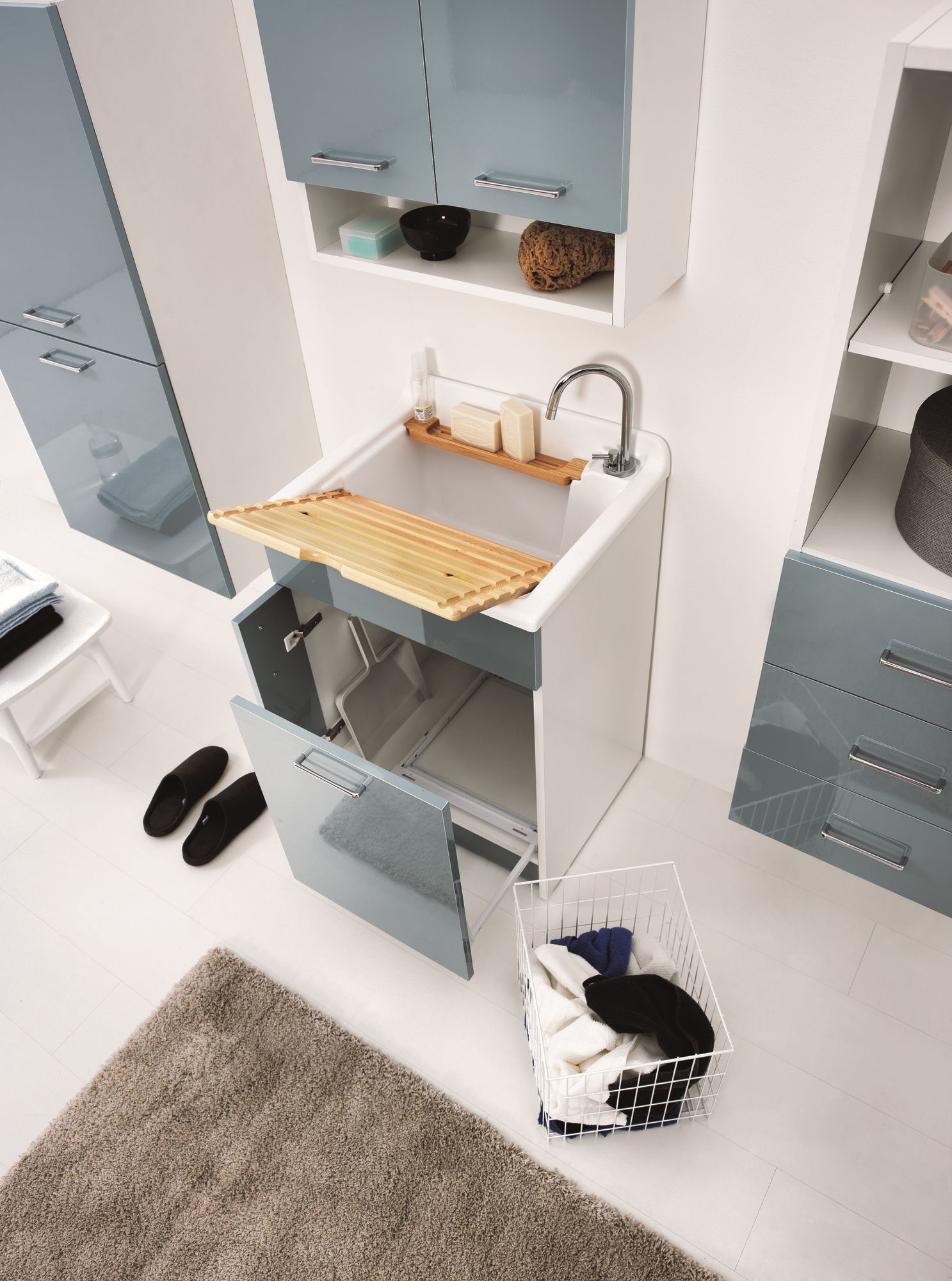 Шкаф для белья из ДСП с бельевой стойкой COLAVENE Jolly Wash ARCH-00149787 - Вид №10