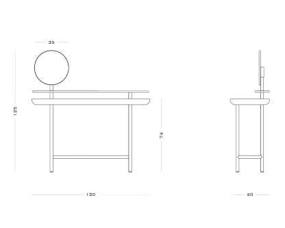 Secolo Apollo Письменный столик с вращающимся зеркалом, мраморная столешница Standard, сталь Темный антрацит  - Вид №4