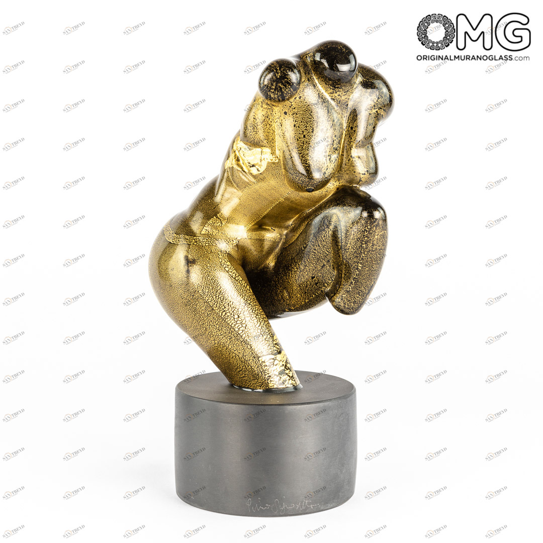 3527 ORIGINALMURANOGLASS Скульптура Золотая Женщина - Пино Синьоретто - муранское стекло OMG 11 см 