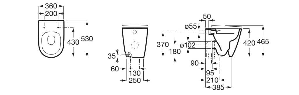 Керамический туалет без пола Roca Ona ARCH-00073150 - Вид №7