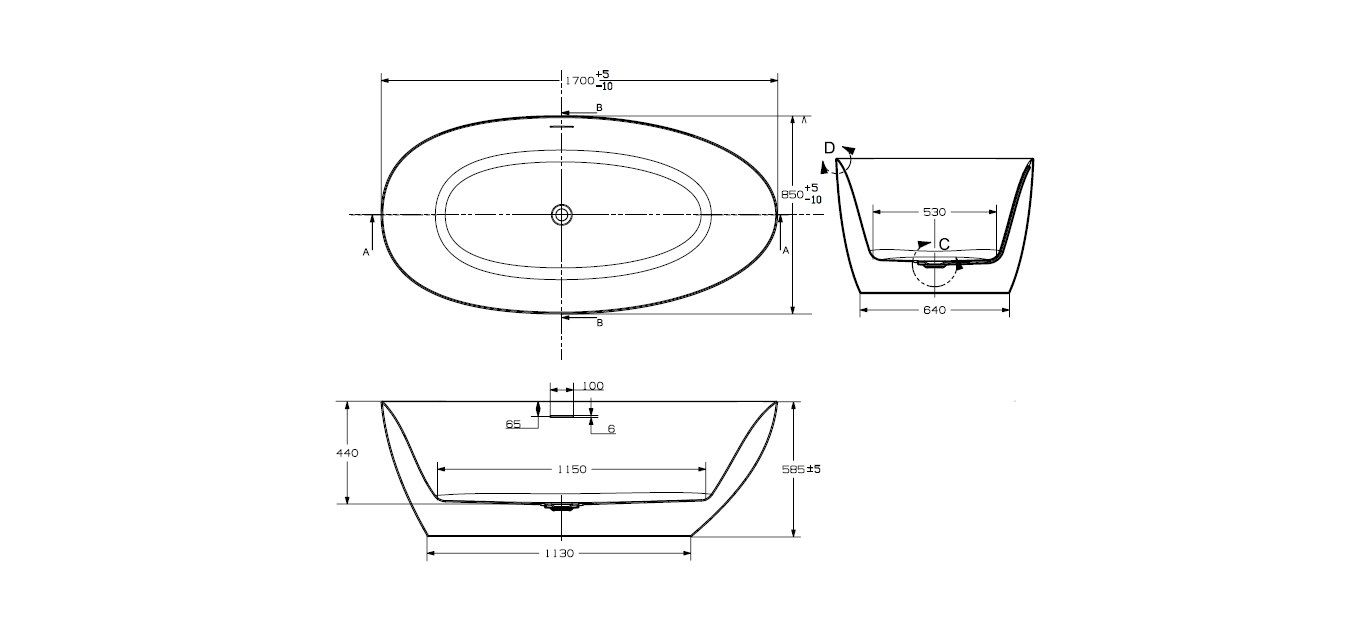 Акриловая ванна Art&Max Bologna AM-BOL-1785-850  - Вид №2