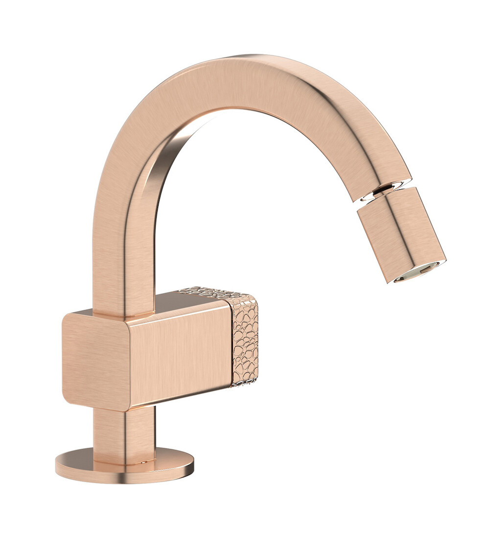 Прогрессивный смеситель для биде на 1 отверстие в комплекте с донным клапаном. WE ARE IB eo220sr_2 Brushed Rose Gold Elio