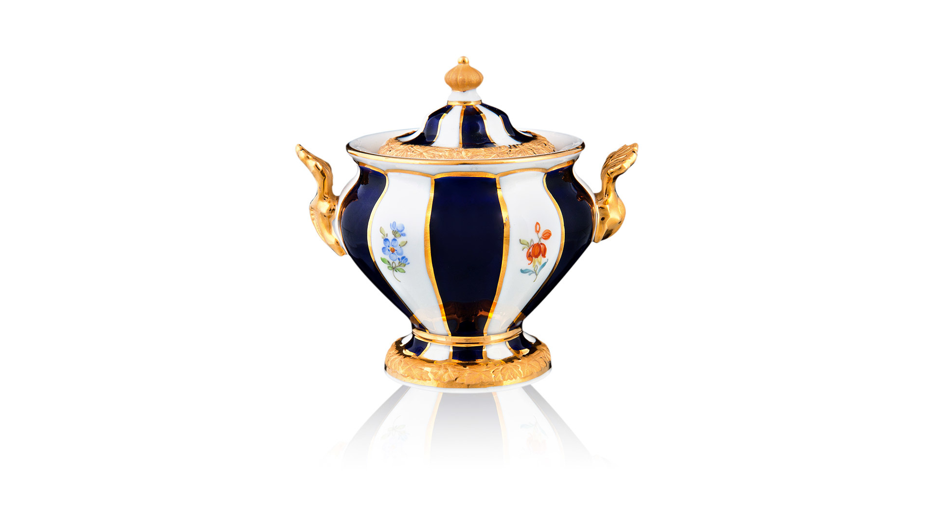 10676111 Meissen Сервиз чайный Meissen Форма - Икс на 4 персоны 16 предметов, (россыпь цветов, кобальт) Фарфор  - Вид №2