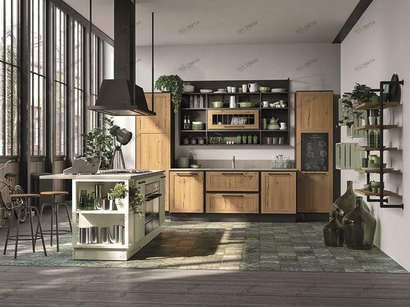 Cucine Lube Кухня из лакированной древесины с островом Provenza sun-id-1461776