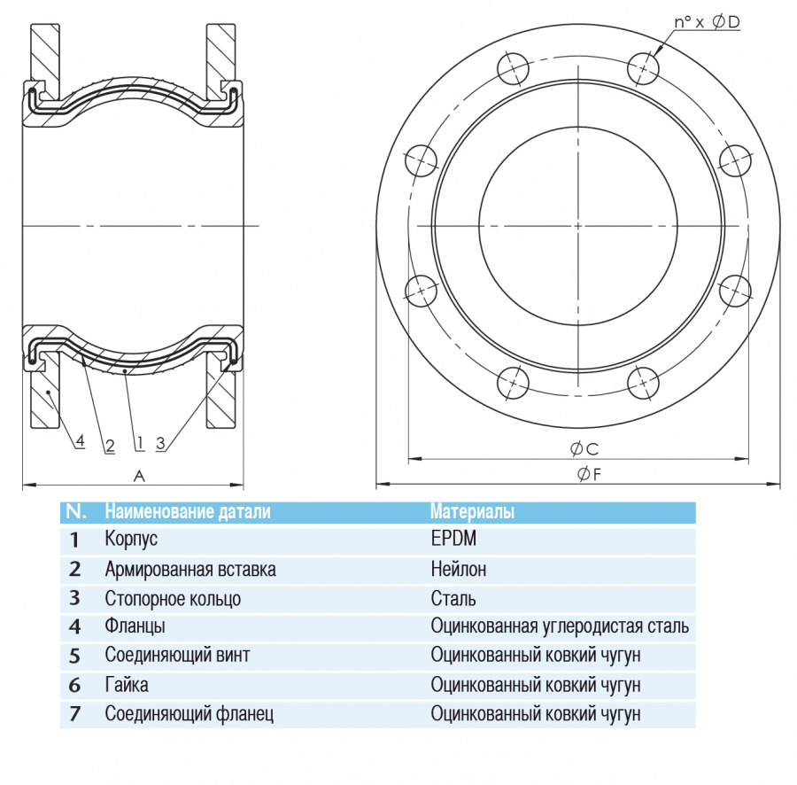 CIMBERIO CIM 8000F 40 Виброкомпенсатор фланцевый CIM 8000F PN 16  - Вид №1