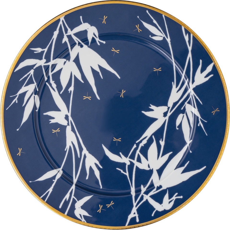 10654602 Rosenthal Тарелка подстановочная Rosenthal Турандот 33см, фарфор, синий, золотой кант Фарфор 