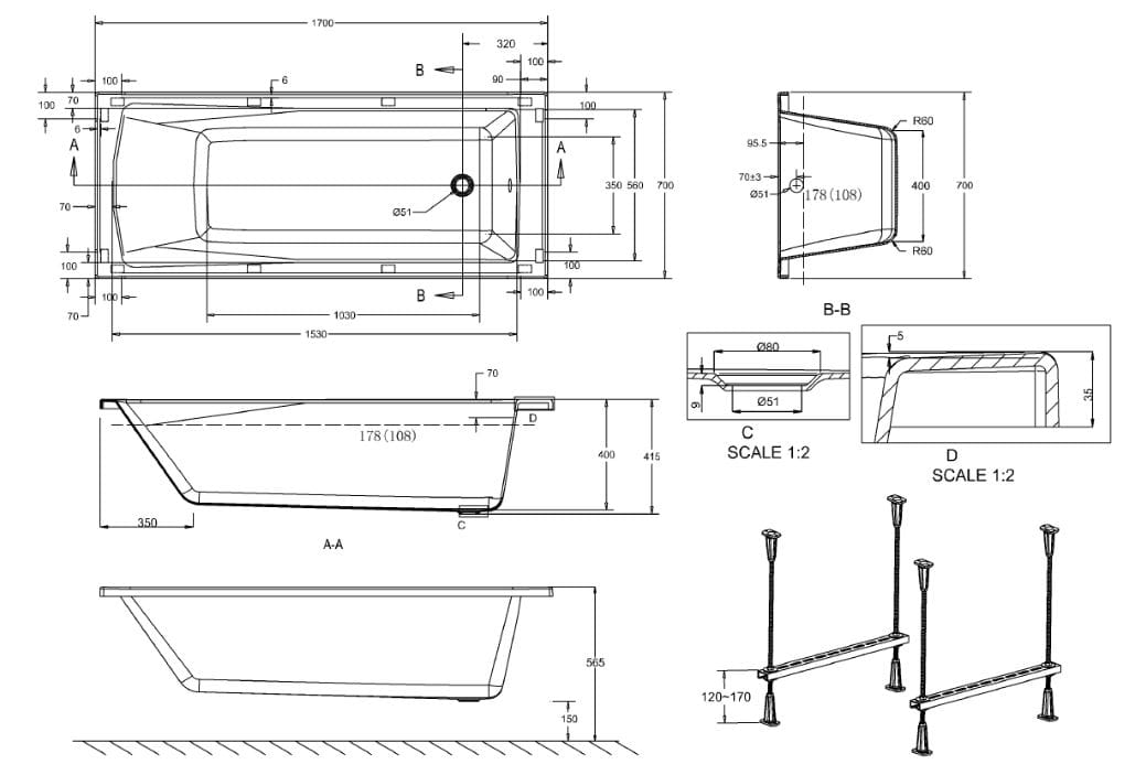 Прямоугольная ванна CROSSWATER KAI S ARCH-00120114 - Вид №2