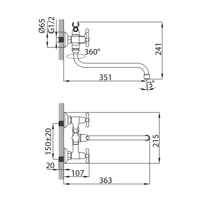 BO270BW4K+W21 MI Milardo Bosfor Смеситель для ванны с длинным изливом Bosfor Россия  - Вид №8