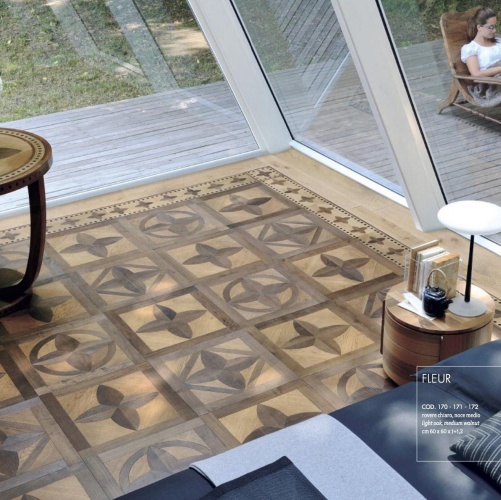 Модульный паркет Parquet In Old Chic Fleur Light Medium Walnut Дуб гладкая, рельефная (Гладкая, Рельефная) 600х600 мм 2600600652 - Вид №2