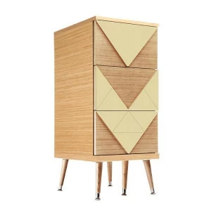 Комод с деревянными ножками и 3 ящиками бежевый Slim Woo WOODI  00-3965926 Бежевый