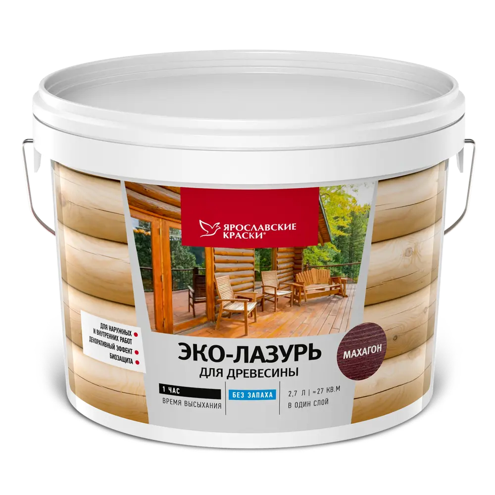 ЯРОСЛАВСКИЕ КРАСКИ Эко-Лазурь для древесины - защита и благородный оттенок махагон 83306810 STLM-0040308 - Вид №1