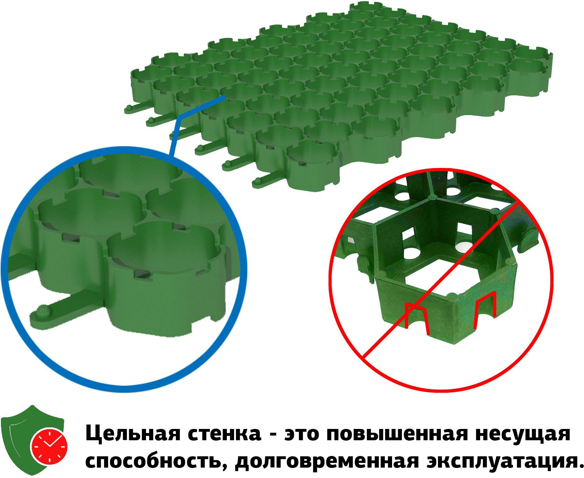 90230613 Решетка газонная Eco 609 Normal 53x43x3,5см, пластиковая зеленая STLM-0141320 GIDROLICA